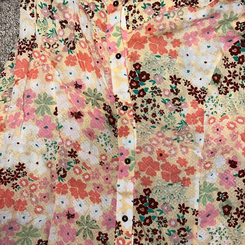 Free People Callie Yellow Floral Vintage Combo Tunic Top size medium - Picture 8 of 10